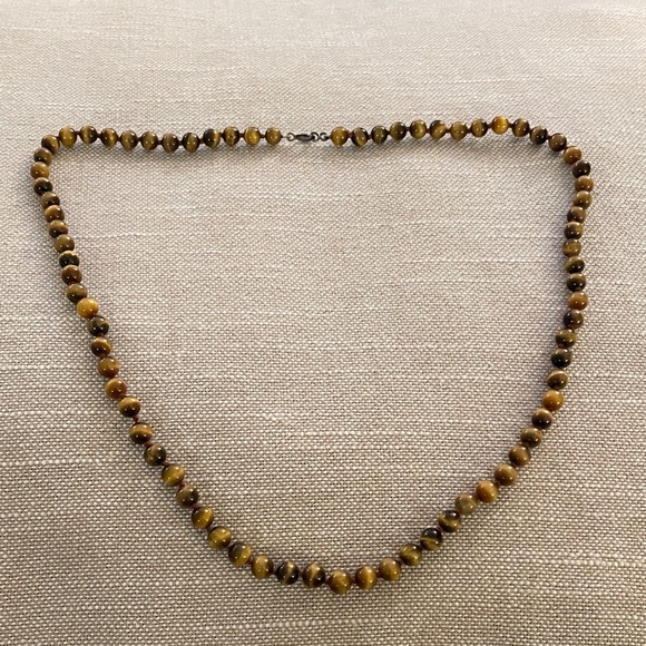 Sterling Silver Tiger’s Eye Beaded Necklace - Picture 2 of 7